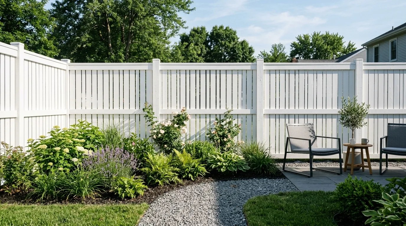 White Painted Tall Slat Fence
